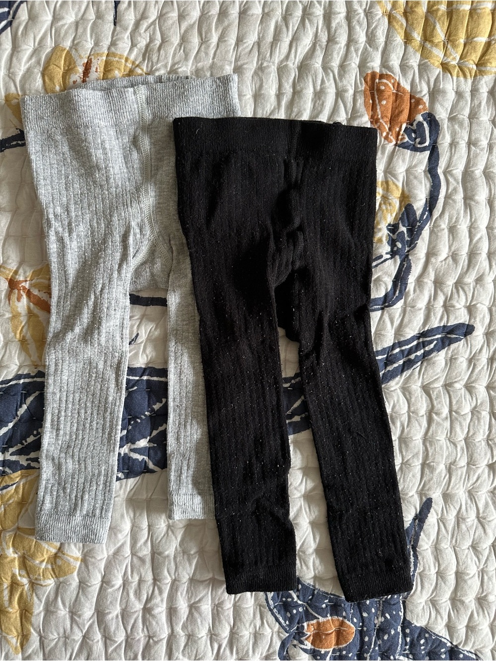 H&M Ribbed Baby Leggings - Black & Light Gray